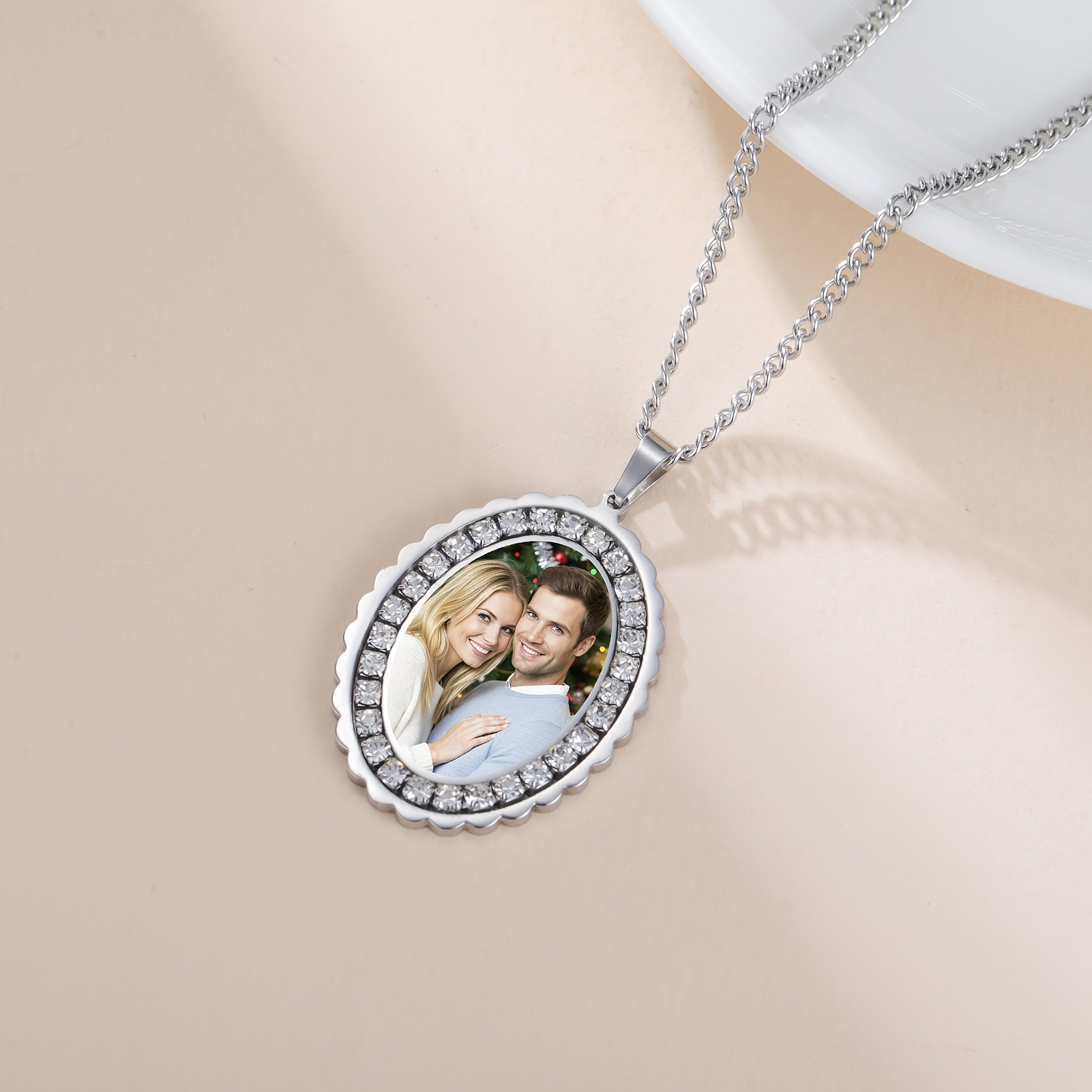 Personalized Photo Necklace, Custom Round Pendant Gift